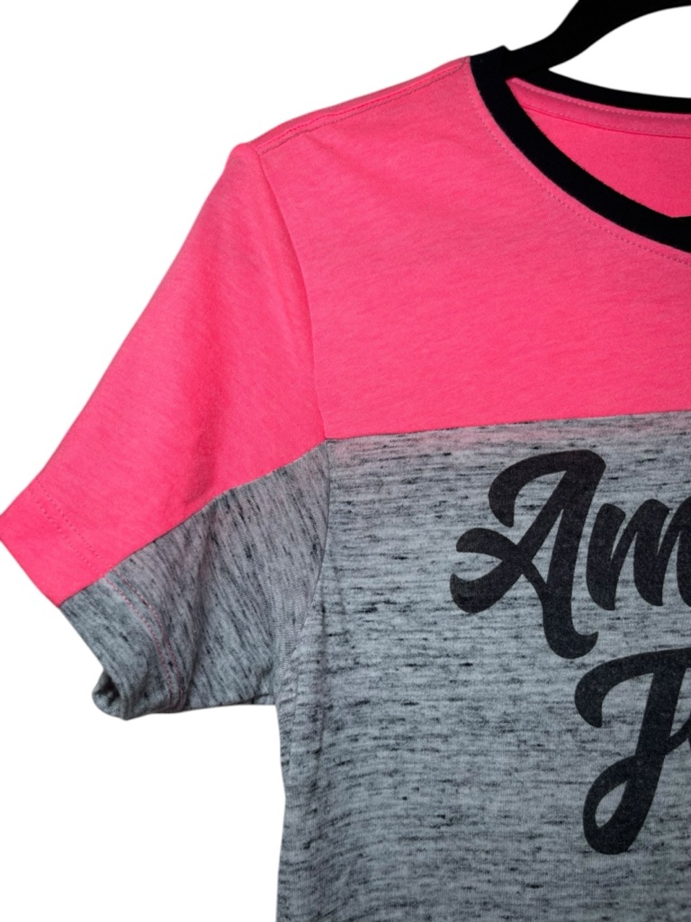 American Fighter Buckle Women’s Pink & Heather Gray Script Logo Tee Size Large - Picture 6 of 16